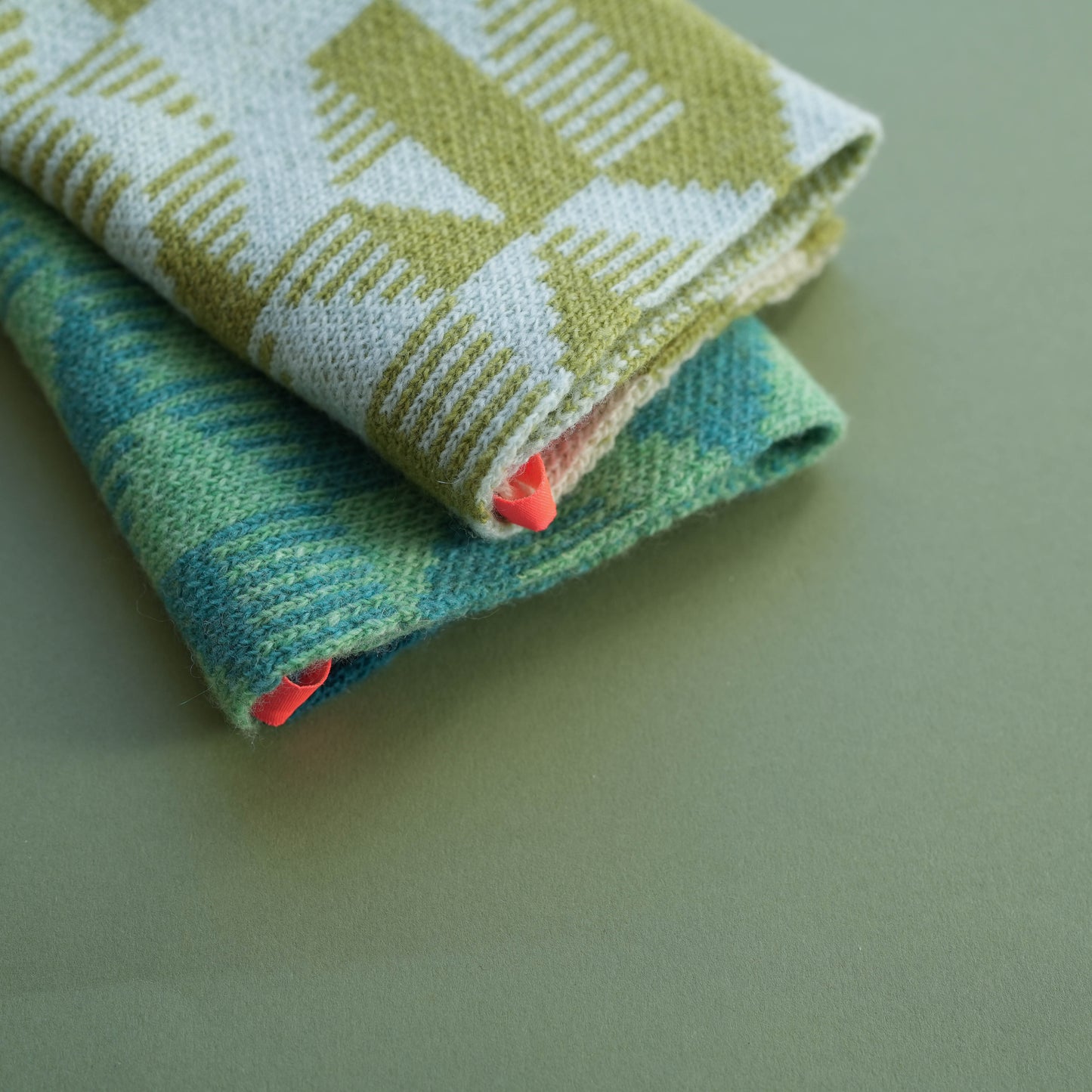 Merino Lambswool Wind Snood. Ocean + Green