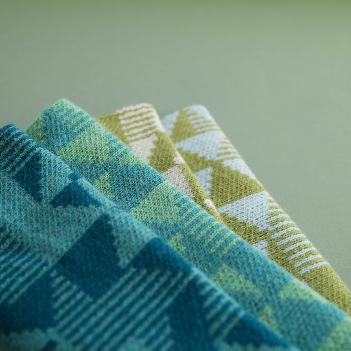 Merino Lambswool Wind Snood. Ocean + Green