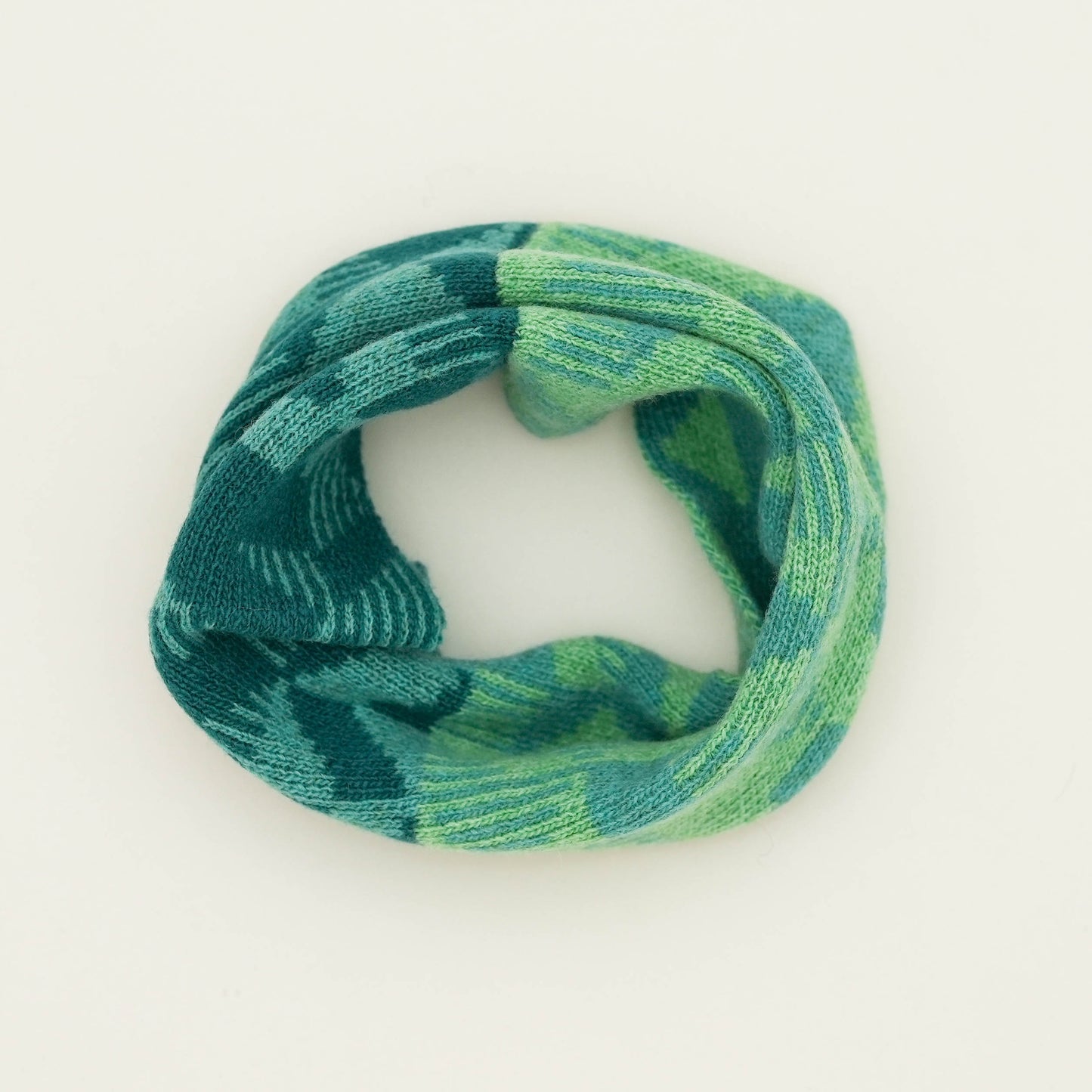 Merino Lambswool Wind Snood. Ocean + Green
