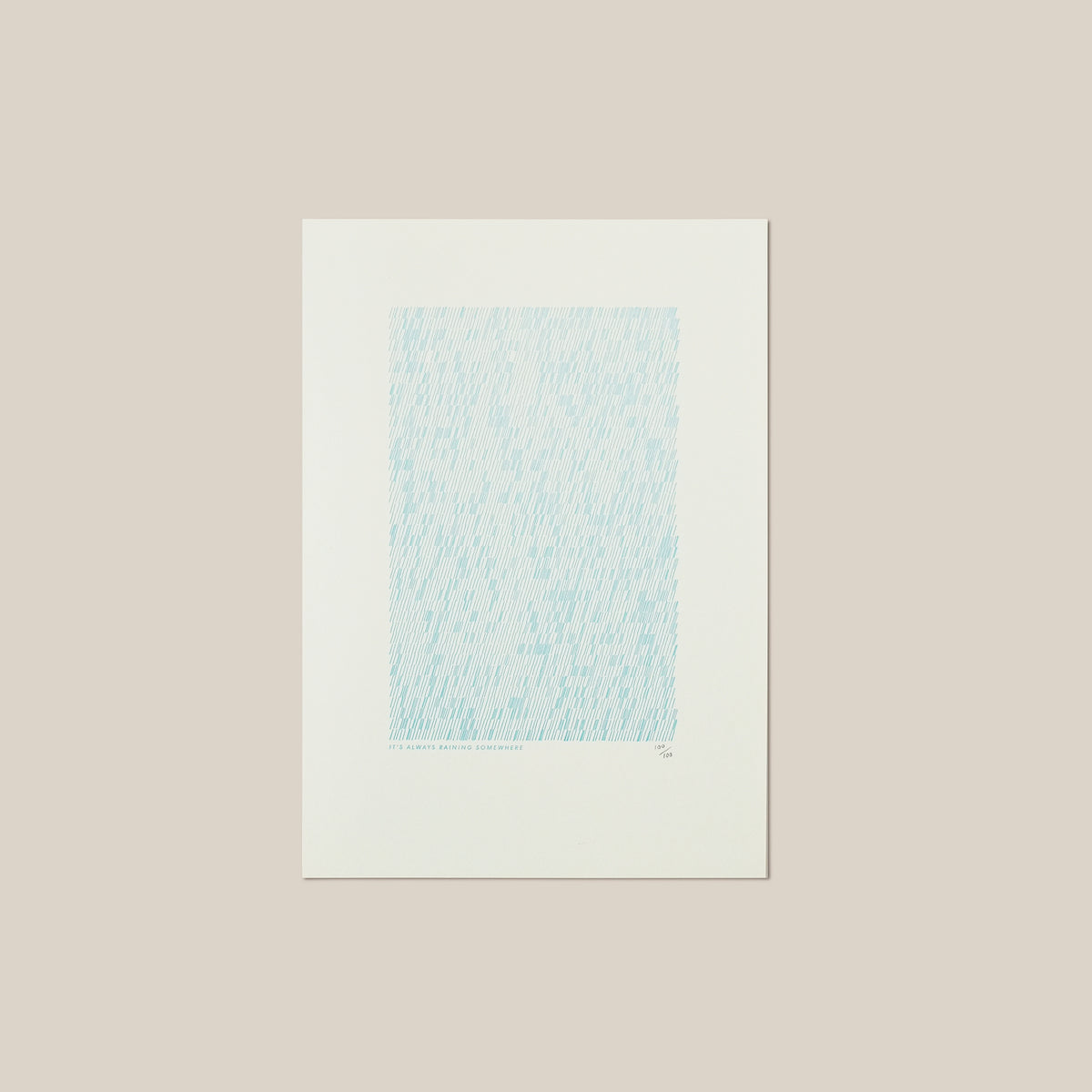A4 Limited Edition Always Raining Letterpress Print