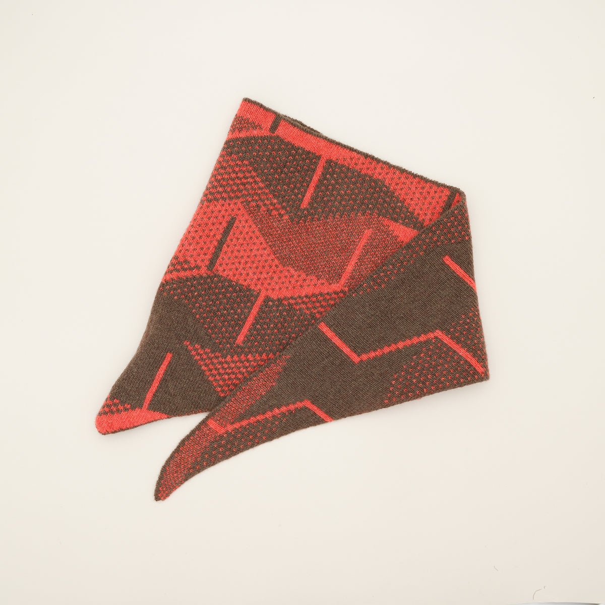 Triangular Merino Lambswool Autumn Leaves Scarf