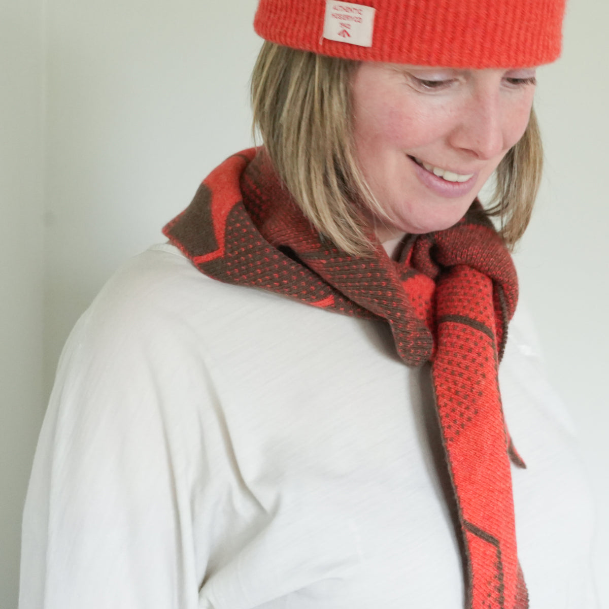 Triangular Merino Lambswool Autumn Leaves Scarf
