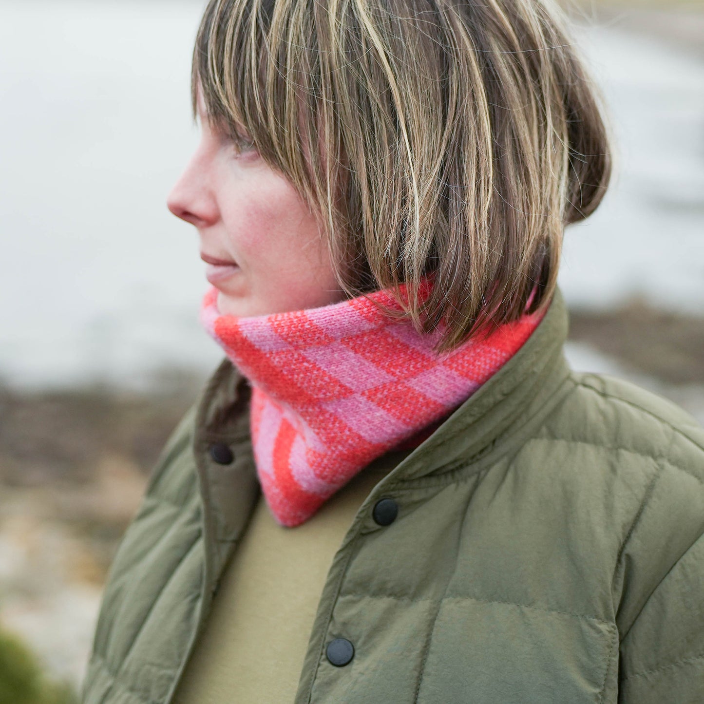 PRE-ORDER. Merino Lambswool Lighthouse Snood. Pink