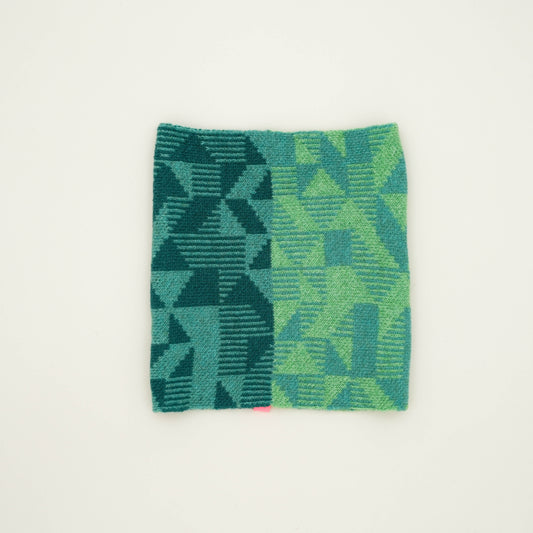 Merino Lambswool Wind Snood. Ocean + Green