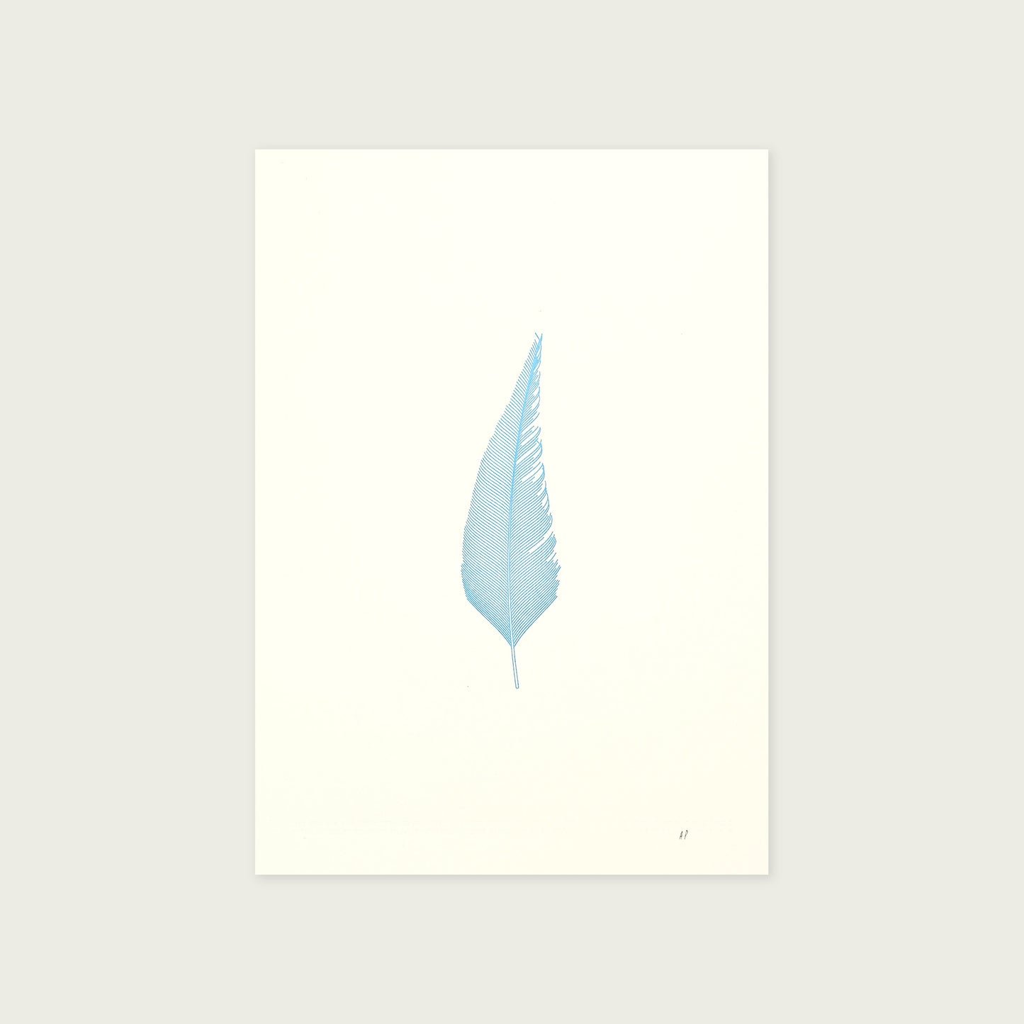 A4 Limited Edition Blue Feather Foiled Print