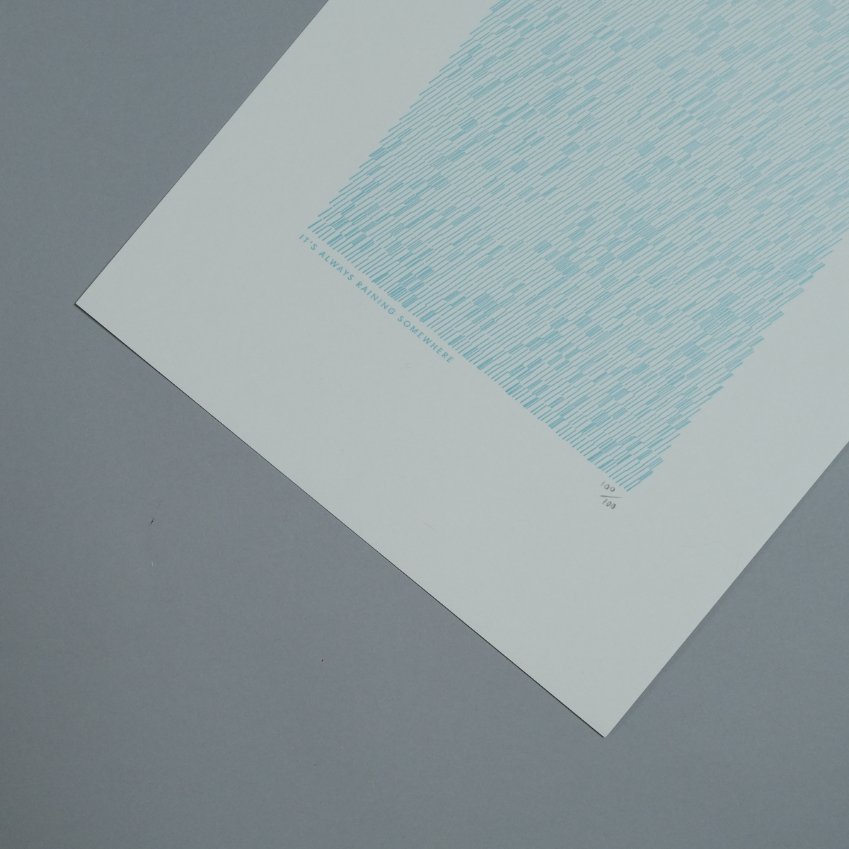 A4 Limited Edition Always Raining Letterpress Print